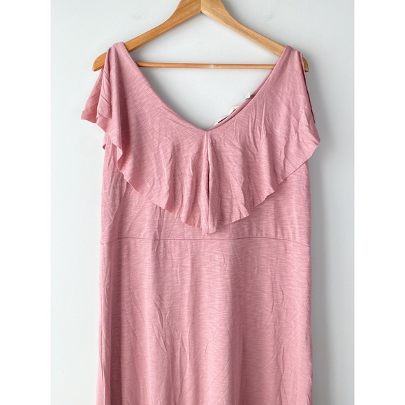 Soft‎ Surroundings Womens Rosanna Maxi Dress XL Rose Pink Sleeveless Ruffle Soft - Picture 3 of 11